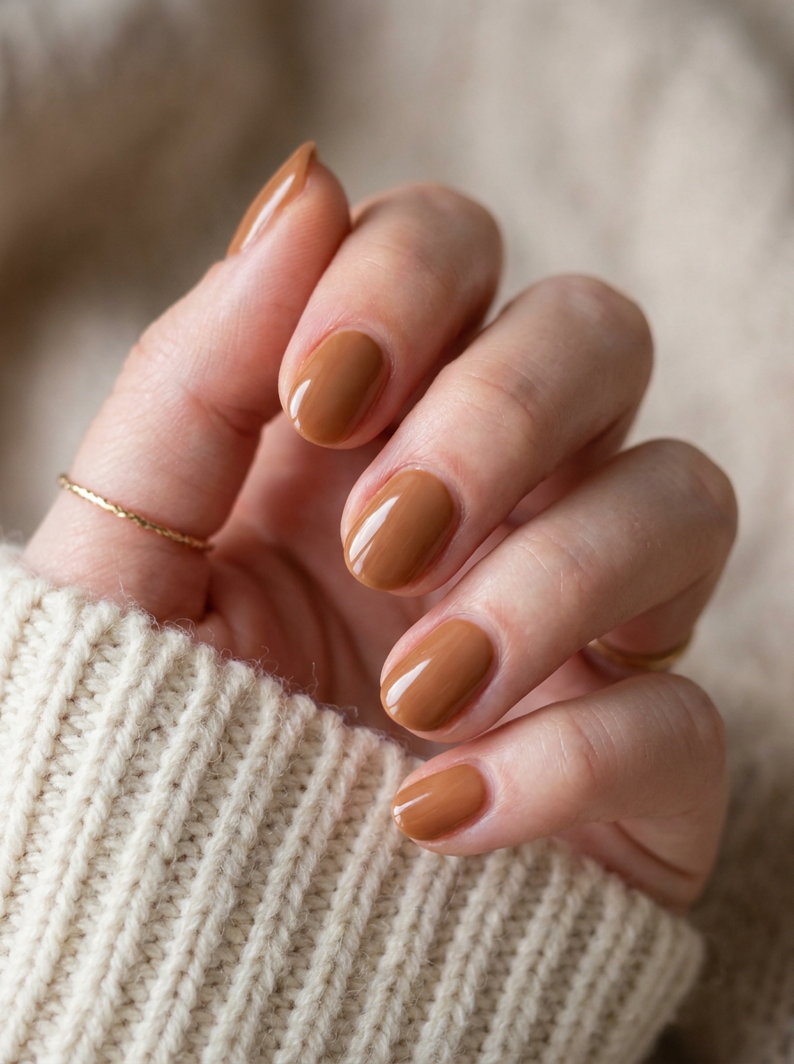 Caramel Short Nails als September Nägel kurz Inspiration 2026